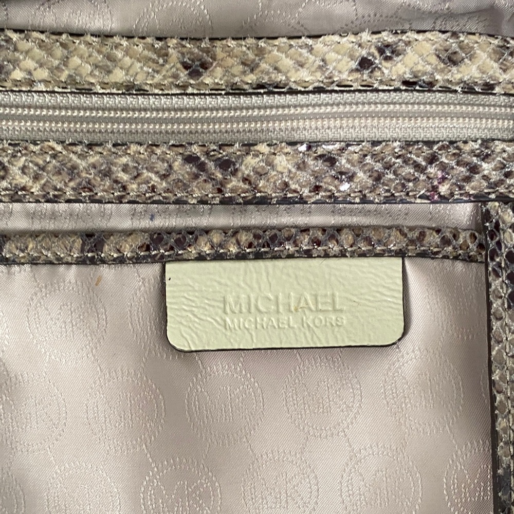 MICHAEL Michael Kors Brown Snakeskin-Print Satchel - Picture 8 of 16